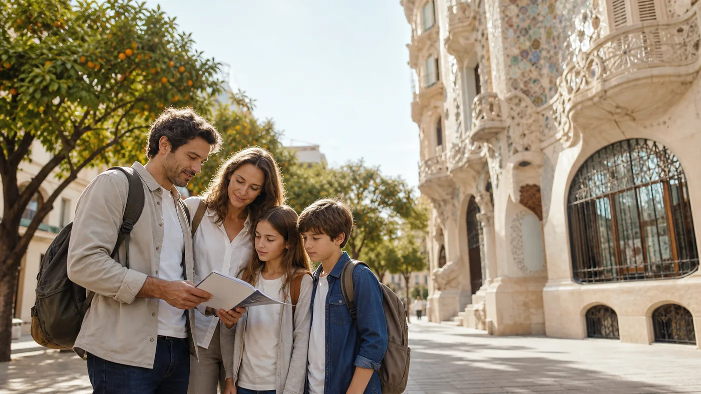 International family reviewing a Valencia relocation plan together